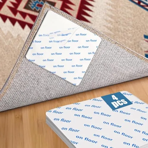 TNSOYCA 4 Stück Teppichgreifer Antirutschmatte,Teppich Greifer,für Parkettboden Fliesen Waschbarer Wiederverwendbarer Rutschmatte Teppich Anti Rutsch Anti Curling 10x10cm