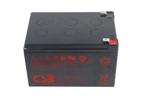 CSB HR1251W Blei Akku 12V 4,25Ah mit Faston F2 Anschluss - Zuverlässiger CSB Blei Akku 12V 4,25Ah, wartungsfrei und kompakt, ideal für Hochstromanwendungen. Maße: 151 x 98 x 100 mm, mit praktischem Faston Anschluss.