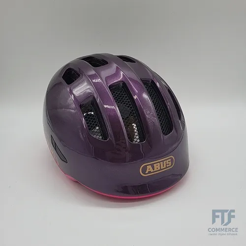 ABUS Kinderhelm Smiley 3.0 ACE LED - Violett Glänzend, Größe M - Fahrradhelm mit tiefem Sitz, ideal für Kinder, bietet Platz für Zopf und hat ein aufladbares LED-Rücklicht für erhöhte Sichtbarkeit im Straßenverkehr.