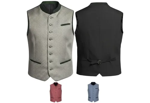 Spieth & Wensky Weste Daniel - Trachtenweste für Herren im Jacquard-Dessin - Hochwertige Jacquardweste mit farblich abgestimmtem Stehkragen und gemusterten Metallknöpfen, ideal für festliche Anlässe.