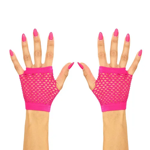 Stylische Netz-Handstulpen für Damen im Disco Style Pink für Mottopartys