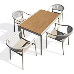 4-sitzige Garten-Essgruppe aus Aluminium – Greige