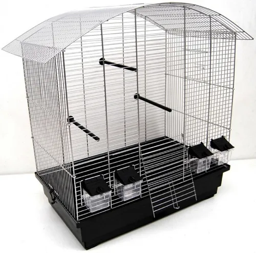 M.O. Vogelkäfig Ula, Vogelheim mit Zubehör - Stabiler Käfig für Wellensittiche und Kanarienvögel, inklusive praktischer Kotschublade für einfache Reinigung. Maße: 70x42,5x69 cm, Farbe: Chrom-Schwarz.