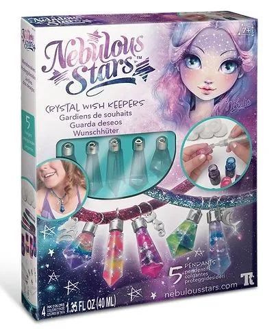 Nebulous Stars Kreativset Wunschhüter - Ketten - Basteln und Kristallzucht in einem! Erlebe die Magie des Kristallwachstums und kreiere deine eigenen schillernden Kristalle – perfekt für kreative Kinder und angehende Wissenschaftler.