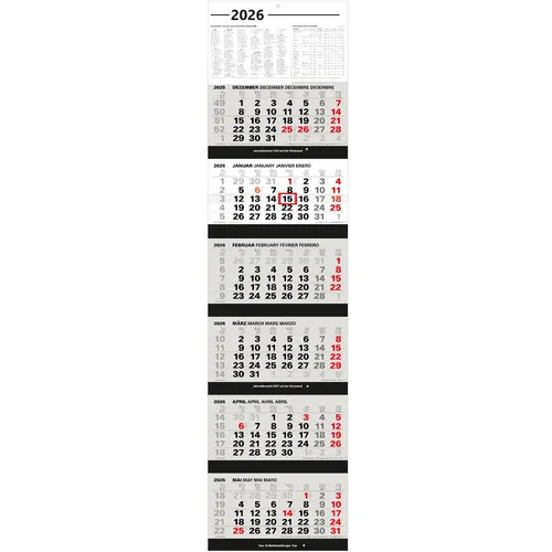 Großer 6-Monatskalender 2026 XXL Wandkalender - Wandkalender in Weiß, ideal für die Planung über 6 Monate, mit großem Format von 1175 x 300 mm für optimale Übersicht im Büro oder Zuhause.