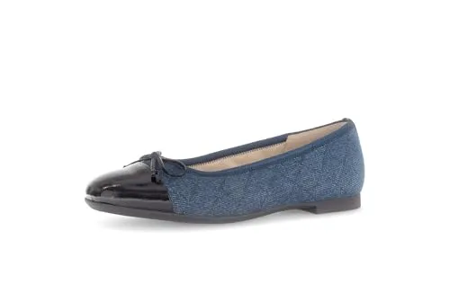 Gabor Damen Klassische Ballerinas, Frauen Flats,Halbschuhe,Sommerschuhe,Slipper,Ballerina-Schuhe,Ballett-Schuhe,flach,Blue/schwarz,39 EU / 6 UK