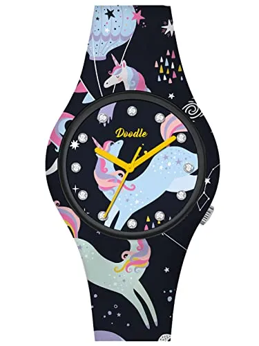 Doodle Watch Damenuhr Graphics Mood Einhorn mit Silikonband 35 MM DO35025