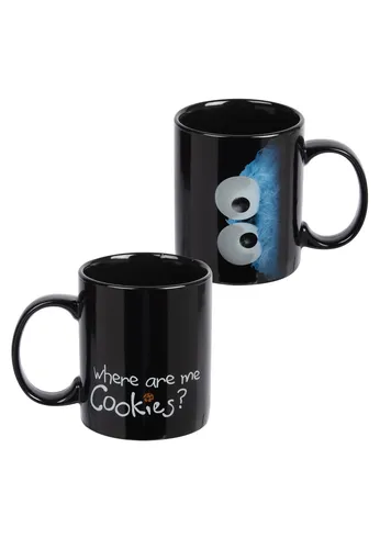 Sesamstraße Krümelmonster Tasse Kaffeetasse aus Steingut Schwarz 320 ml