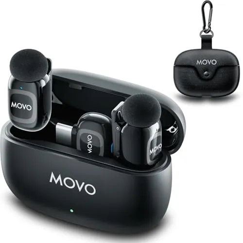 Movo NanoMic Dual USB-C Wireless Mikrofon für iPhone 15/16+, Android, iPad Pro & Laptops