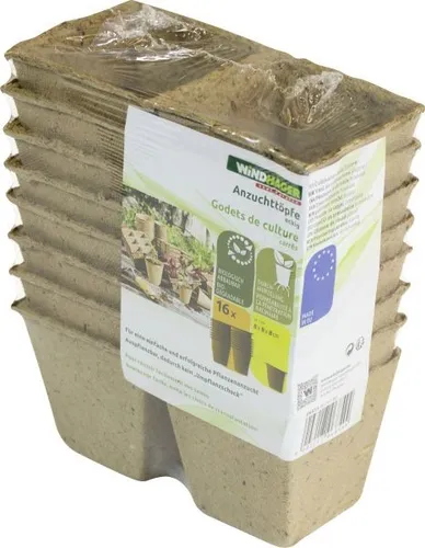 Windhager Anzuchttöpfe 16 x 7,5 cm, 16 Stück  Anzuchttöpfe