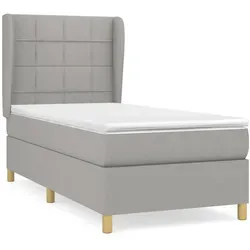 vidaXL Boxspringbett mit Matratze Hellgrau 90x190 cm - Betten: Ergonomisches Boxspringbett mit höhenverstellbarem Kopfteil für optimalen Komfort und maximale Entspannung beim Schlafen.