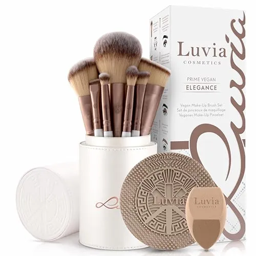 Luvia Prime Vegan Elegance Pinselset - Hochwertiges Pinselset für präzises Make-up, handgefertigt mit ultrasanftem veganem Nurai-Haar für ein ebenmäßiges Hautbild und strahlende Looks. Ideal für Beauty-Lover!