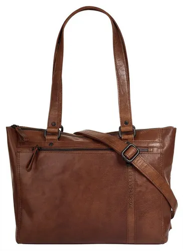 Spikes & Sparrow Damen Shopper aus Leder, cognac - Eleganter Leder Shopper in klassischem Design, ideal für den täglichen Gebrauch. Mit praktischem Schlüsselanhänger und Platz für A4-Dokumente. Tragen Sie ihn als Schulter- oder Umhängetasche.