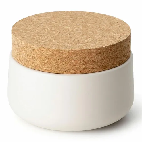 Continenta Keramikdose Korkdeckel Vorratsdose Vorratsbox Matt Weiß Ø 13 x 10 cm