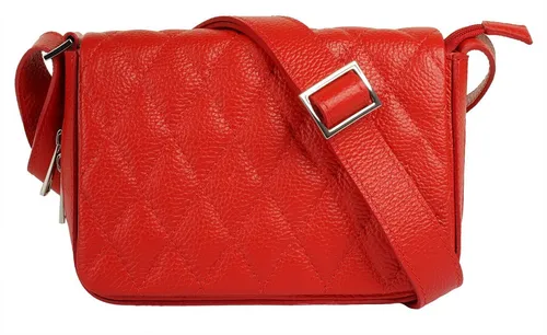 Henkeltasche CLUTY - Damen Leder Umhängetasche, rot, Made in Italy - Elegante Handtasche aus echtem Leder im angesagten Stepplook, erweiterbar für mehr Stauraum. Perfekt für besondere Anlässe oder den Alltag.