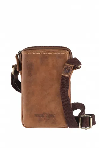 Greenburry Vintage Mobil-Shoulderbag 13 x 5 x 22,0 cm - stilvolle Umhängetasche aus naturbelassenem Rindleder, ideal für große Smartphones und mit praktischem Schultergurt