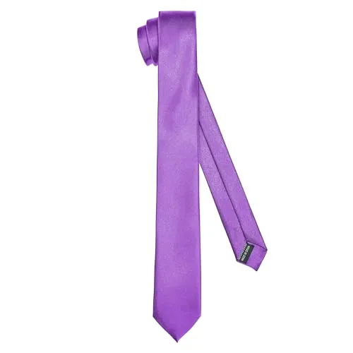 Ladeheid Klassische Herren Krawatte, glänzend, Perfekt für Büro & Festlichkeiten, Vielfältige Farben - Ideal für Geschäftsmeetings, Hochzeiten TMS-6 (150cm x 6cm, Violett)
