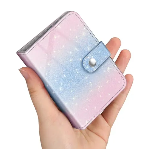 Fintie Mini Fotoalbum für 2x3 Zoll Filme - 52 Taschen kleine Alben für Fujifilm Instax Mini Sofortbildkamera/Polaroid Hi-Print Bilder, Kpop Fotokartenhalter Binder, (Glitzerndes Blau/Rosa)