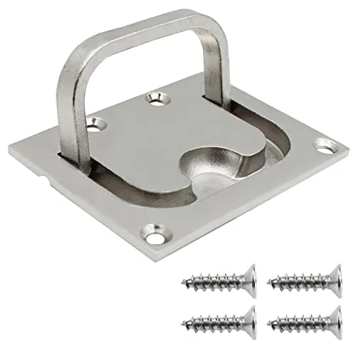 NAMIS Einlassgriff Bodenheber 76×57mm Einlassgriff Edelstahl Lukenheber Boot mit 4 Schrauben, Flush Hatch Locker Lukengriff Cabinet Pull Lift Hatch für Boot, Marine, Yacht, Schließfach