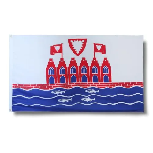 Sonia Originelli premium Fahne für jede Gelegenheit - hissfertig & wetterfest -Größe: ca. 90 x 150 cm, Farbe: Heiligenhafen