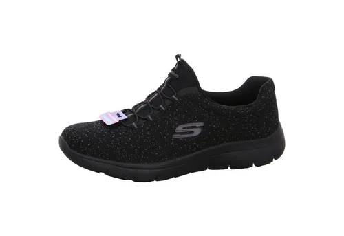 Skechers Summits Slipper Schwarz - Sportlicher Slip-On Sneaker - Sneaker mit weichem Mesh-Obermaterial und Bungee-Schnürung für einfaches Hineinschlüpfen. Komfortable Memory Foam Einlegesohle sorgt für optimale Dämpfung und höchsten Tragekomfort.