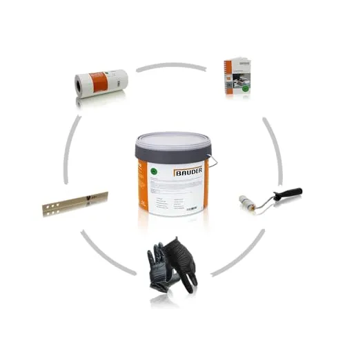 diffutec BAUDER LIQUITEC PU Detail Profi Pack 1-komponentiges, lösemittelfreies PU Flüssigkunststoff-System inklusive Zubehör (RAL 7040 fenstergrau)