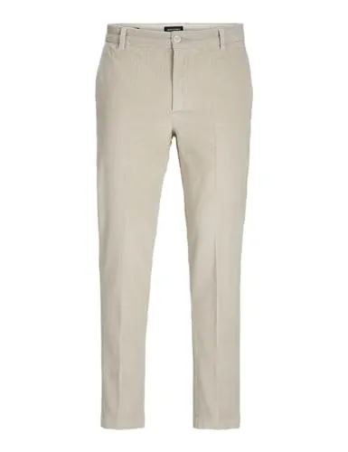 Jack & Jones Herren Chino Hose JPSTACE JJCORDUROY Relaxed Fit Beige - Herren-Stoffhosen mit normalem Bund und Reißverschluss, ideal für Büro und Freizeit, aus 98% Baumwolle für hohen Tragekomfort und modischen Look.