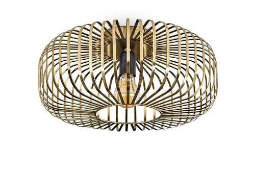 hofstein Deckenleuchte runde Deckenlampe aus Metall in Altmessingfarben, ohne Leuchtmittel, mit Lichteffekt durch Gitter-Optik, Ø 40cm, E27-Fassung.