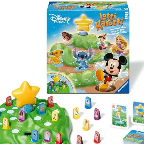 Lotti Karotti - Disney Edition - Kinderspiel ab 4 Jahre - Gesellschaftsspiel mit 16 beliebten Disney-Figuren, ideal für Kinder ab 4 Jahren. Spannender Spielmechanismus sorgt für Überraschungen und Magie bis zum Schluss!