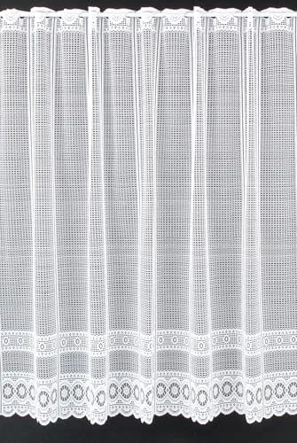 Gardinen Kranzusch Scheibengardine Jacquard gebogt Abschluss 120x112,5 cm H/B weiß Bistrogardine Vorhang Küche 1er Pack