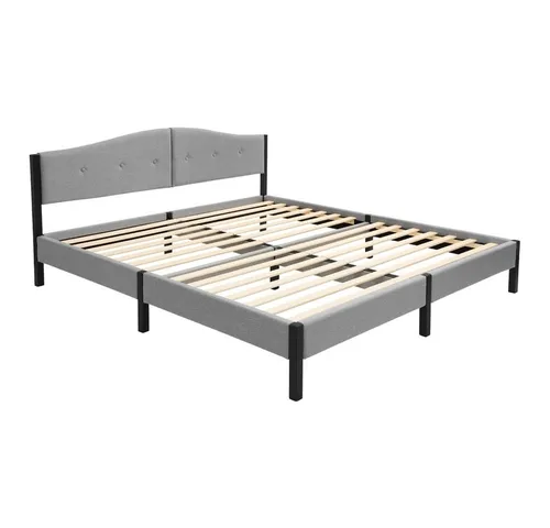 ML-Design Polsterbett 180x200 cm Grau mit Lattenrost und Leinenstoff