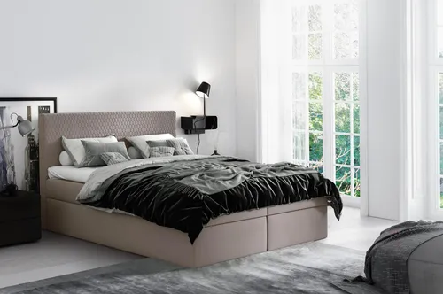 Boxspringbett Modern 160x200 cm in Beige