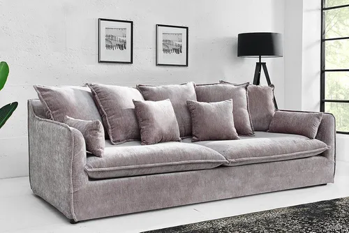 riess-ambiente 3-Sitzer HEAVEN 210cm taupe · Hussensofa inkl. Kissen und abnehmbaren Bezug, 1 Teile, Wohnzimmer-Couch · Samt-Bezug · Federkern-Polsterung · Landhausstil