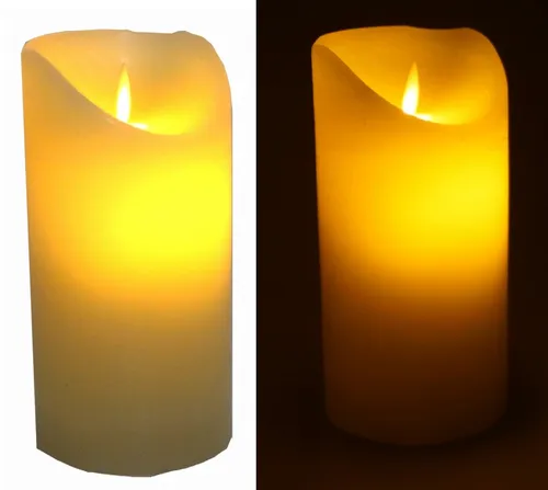 LED echtwachs Stumpenkerze weiß Einschaltautomatic + Timer Kerze Höhe 15 cm