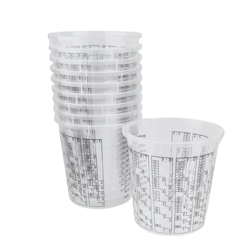 Mischbecher Sets Rührbecher Messbecher aus Kunststoff für Epoxidharze, Farben, Polyesterharze, Lacke, Flüssigkeiten, Mischbecher:350ml (10 Stück)