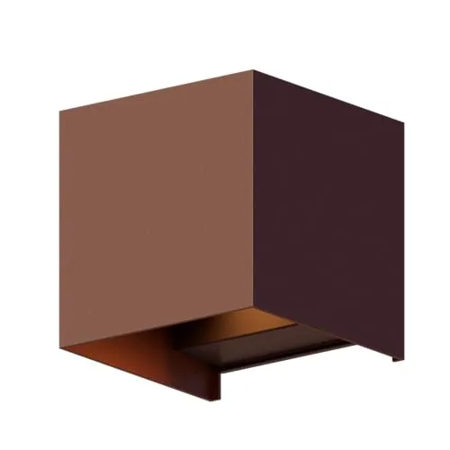 CALEX LED Kubus Wandleuchte, Außenlampe Rostfarbe, LED Up & Down Leuchten für drinnen und draußen, 7W Warmweiß Licht mit einstellbarer Lichtstrahl