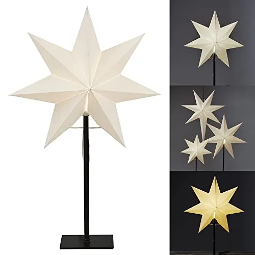Star Trading Tischlampe Weihnachtsstern Frozen - Weihnachtsbeleuchtung, 3D Papierstern für stimmungsvolle Festtagsbeleuchtung und ein zauberhaftes Ambiente.