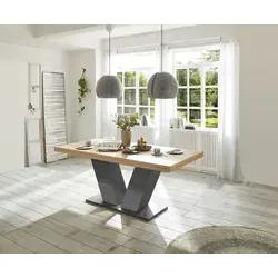 Kulissentisch >Komfort 2< in asteiche / graphit - 180x76x90cm (BxHxT)