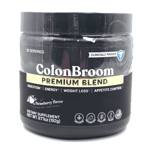 ColonBroom Premium Blend - Verdauungsförderung in Pulverform - Kategorie: Vitamine & Nahrungsergänzungsmittel. 30 Portionen mit natürlichem Erdbeergeschmack, glutenfrei und vegan. Unterstützt das allgemeine Wohlbefinden und das Energielevel.