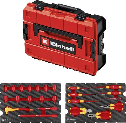Einhell 24-tlg. VDE Werkzeugkoffer für Elektriker - Professioneller 24-teiliger Werkzeugkoffer mit geprüften Werkzeugen für Elektroarbeiten. Ergonomische Griffe und robuster Koffer für komfortablen Transport und sichere Aufbewahrung.