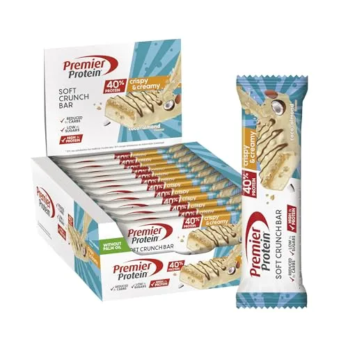 Premier Protein - Soft Crunch Bar 40% - Coco Almond - 12x40g - Low Sugar - Low Carb - High Protein Bar - palmölfrei