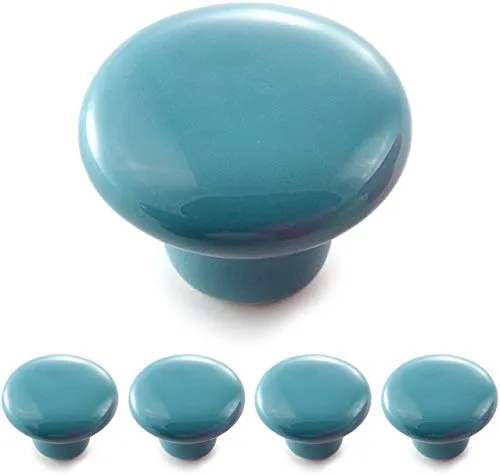 Ganzoo Möbelknöpfe 4er Set aus Porzellan/Keramik blau- Möbelgriff Türknauf Schrankgriff Schrankknopf Möbelknauf - Knauf & Griff in Vintage Shabby Landhaus Antik für Möbel Schublade Schrank by