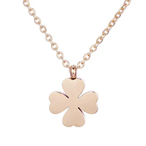 Morella Damen Halskette Kleeblatt Anhänger Glücksbringer Edelstahl Rosegold im Samtbeutel