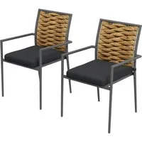 furnicato Gartenstuhl 57x58x87cm Braun - Stylischer Gartenstuhl aus robustem Rattan mit stabilem Stahlgestell. Ideal für Terrasse oder Garten, bietet er hohen Komfort und eine Belastbarkeit von bis zu 120 kg.