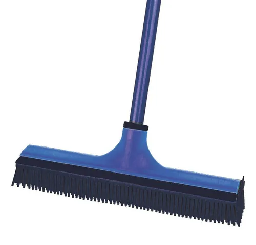 Schecker Kehrgarnitur Anti Haarbesen mit Teleskopstiel - blau - Effizienter Anti-Haar-Handbesen für mühelose Reinigung von Fliesen, Parkett und Polstern. Der verstellbare Stiel (80-150 cm) ermöglicht eine flexible Handhabung. Pflegeleicht und hygienisch, einfach unter Wasser zu reinigen.
