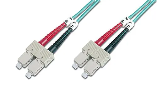 DIGITUS DK-2522-03/3 – Glasfaserkabel OM3 – 3 m – ST zu SC – Duplex LWL Kabel – 1/10/40/100 Gbit/s – MM Multimode Glasfaser LAN Kabel – Fasertyp: 50/125 µ – Türkis (Aqua)