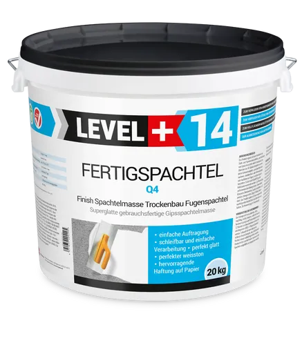 Fertigspachtel Super Finish Q1-Q4 Gips Füll Fugen Spachtel 20kg - Beton, Gips, Mörtel & Zement – Gebrauchsfertige Spachtelmasse für perfekte Glätte, ideal zur Ausbesserung von Untergründen und einfach zu verarbeiten.