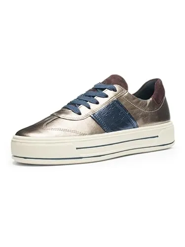 Ara CANBERRA Plateausneaker - Metallic Look und H-Weite - Sneaker mit 3 cm Plateauhöhe, aus atmungsaktivem Glattleder und Veloursleder. Ideal für Komfort und Stil, perfekt für jeden Anlass.
