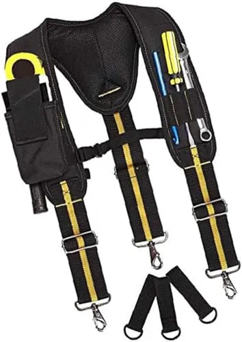 GFYWZ WerkzeuggürtelHosenträger gepolstert strapazierfähig verstellbar Lendenwirbelstütze Multi-Taschen für Tischler Elektriker Professionelles langlebiges Werkzeug für Industrie