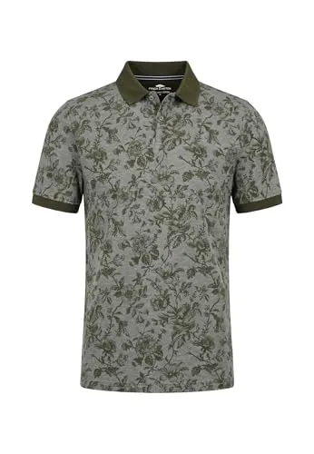 Poloshirt aus Baumwolle mit floralem Allover-Print in dark khaki – L